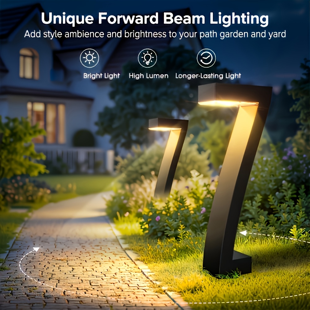 TEMU 8-pack Outdoor Solar Path Lights, Curved Metal Solar Landscape Spotlights, Warm White Solar Stake Lights, Ideal For Walkways, Lawns, Gardens,