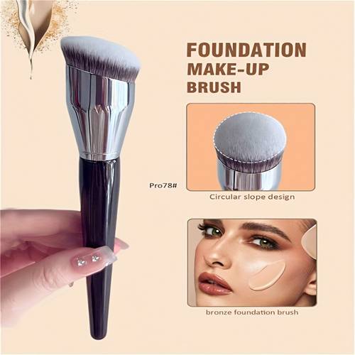 1 large foundation brush with round head professional synthetic hair makeup brush outline using high strength plastic synthetic handle light and durable soft and delicate bristles is the for holiday gifts