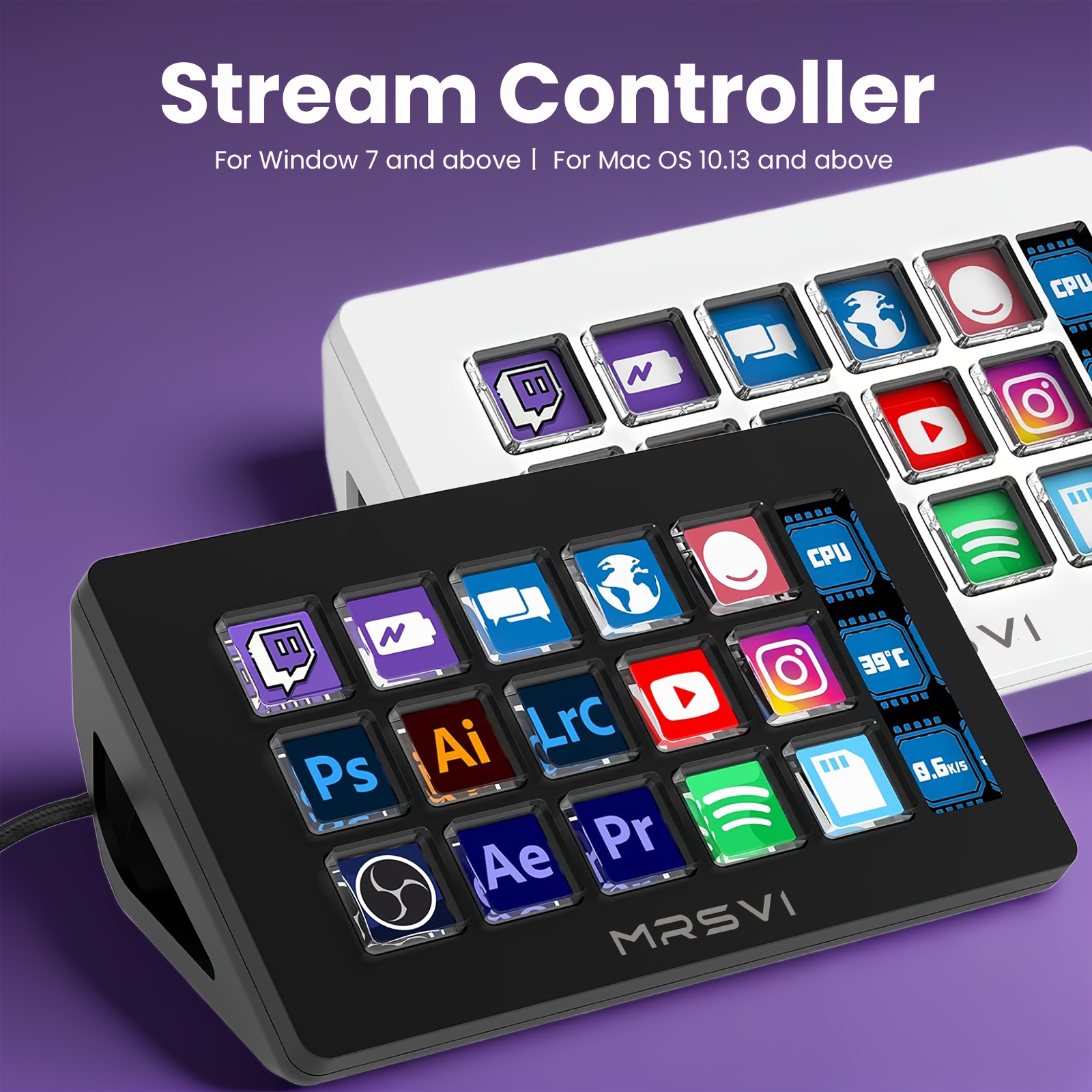 live streaming controller live streaming control console desktop assistant control panel controller for   live streaming programmable shortcut keyboard with 15 keys flow controller 15 macro   trigger actions in applications and software like obs and twitch console for photo and video editing real time streaming pc  