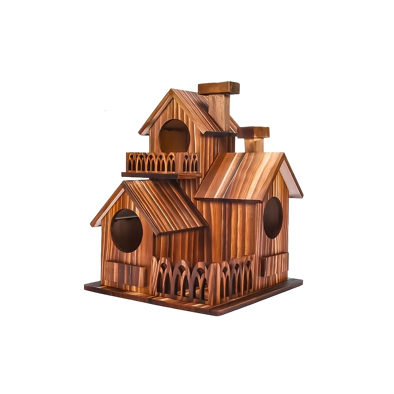 TEMU Bird House With 1 Balcony, 1 Fence, 2 , Enlarged And Widened In Size, Hanging Bird Feeders And Protective Devices - Windproof, High-quality