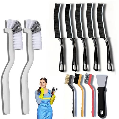 11pcs cleaning brush set stiff bristle cleaning tools suitable for kitchen bathroom corners mortar sink cups teapots bottles blenders