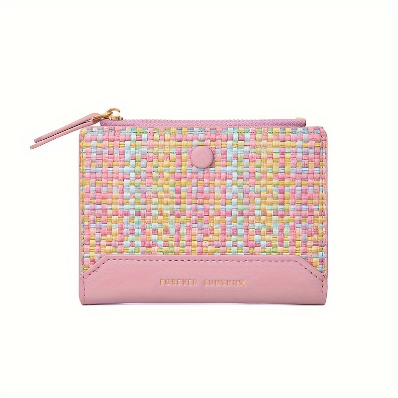 2024 trendy woven women's wallet compact multi slot design Temu Oman