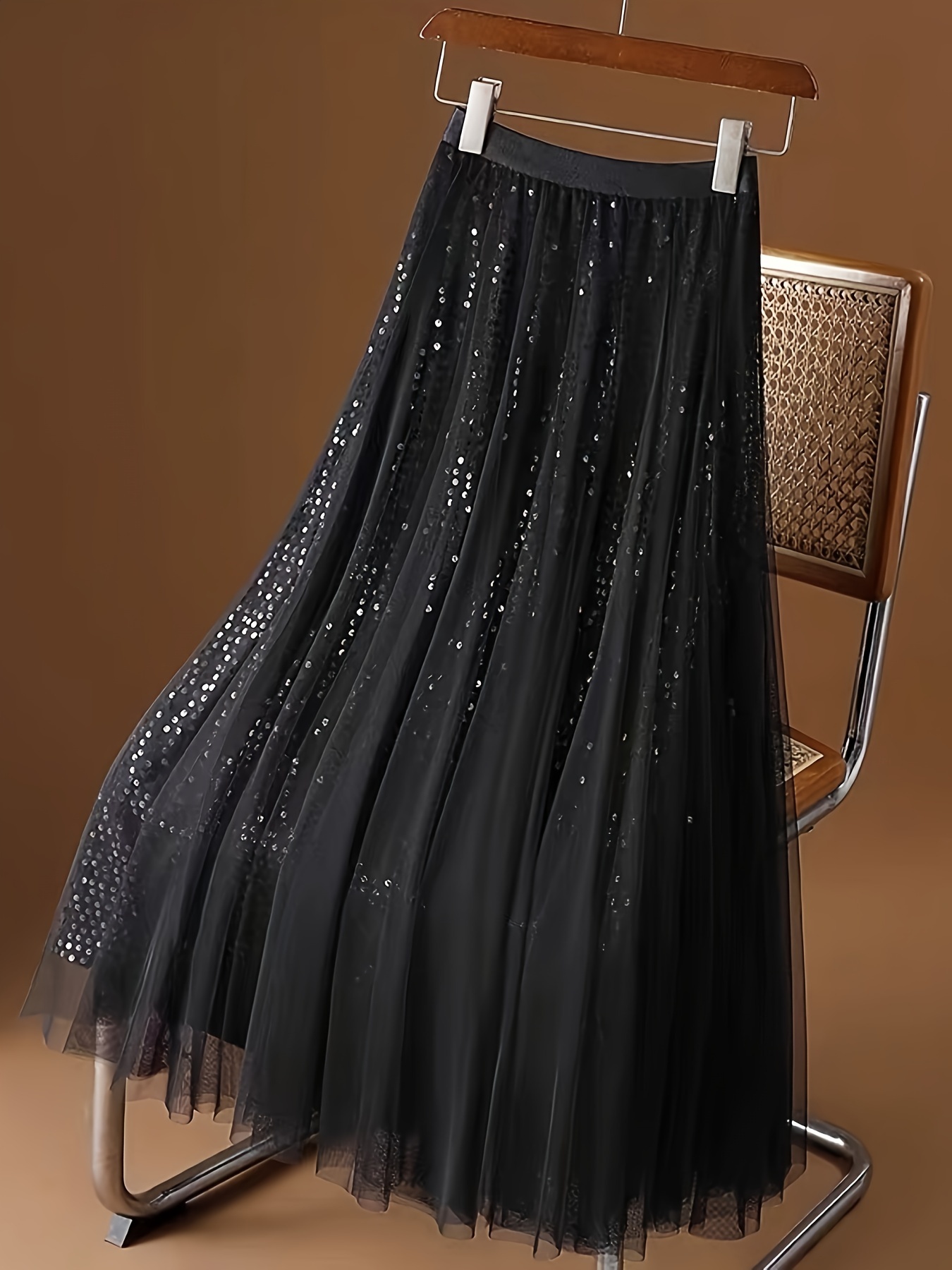 autumn sequined sheer skirt plus size a line midi Temu New Zealand