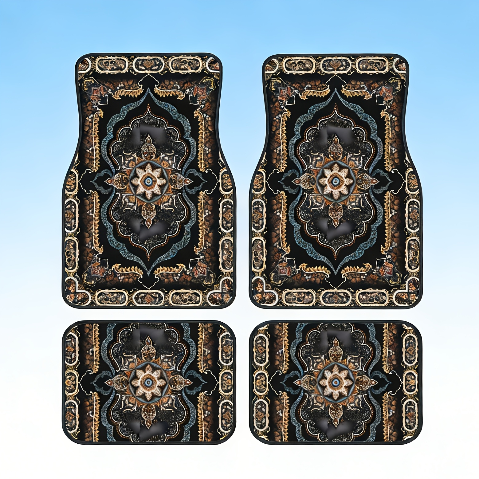 TEMU 4pcs Set - Car Floor Mats, Bohemian Pattern, Universal Car Floor Mats, Suitable For , Anti-slip And Stain-resistant, Easy To Clean, Car Interior