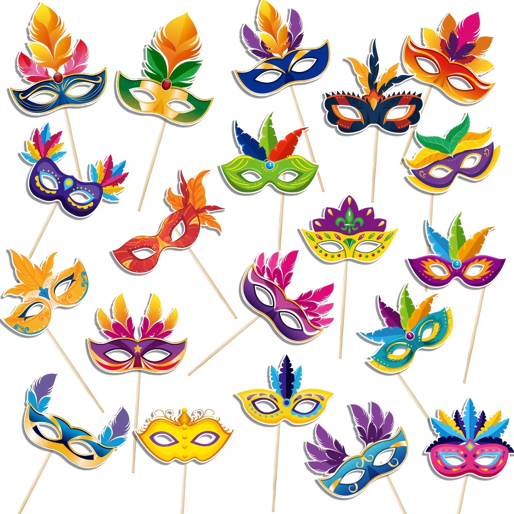 

20-pack Carnival Mask Photo Props, Paper Masquerade Masks For Party Decorations, Fun Photo Booth Accessories For New Year, Christmas, Thanksgiving, Valentine's, 's Day, Anniversary & Bachelor Party