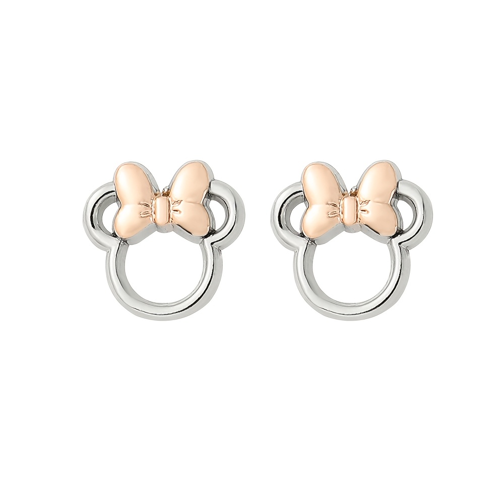 TEMU 1 Pair Mouse Earrings - Rose Golden Cartoon Anime Design, Dangle With Heart & Bow, & Gifts, Everyday Earrings| Earrings|dangle Earring Design, Cute Earrings