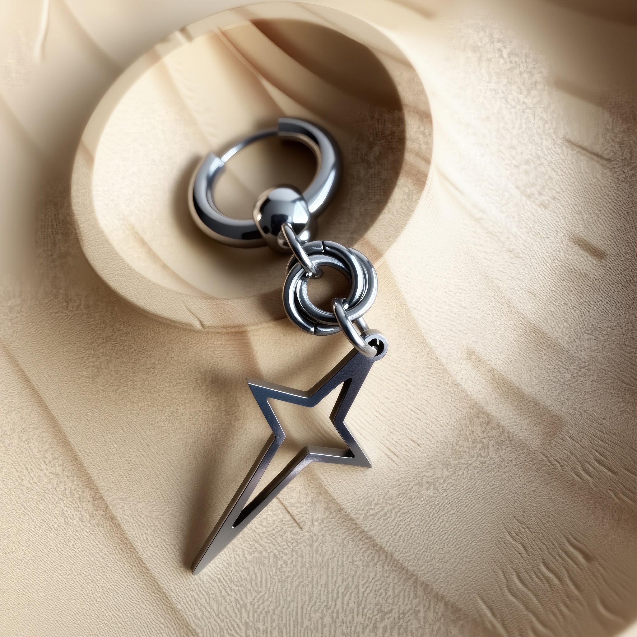 Women's Four-Pointed Star Chainmail Style Hoop Earrings