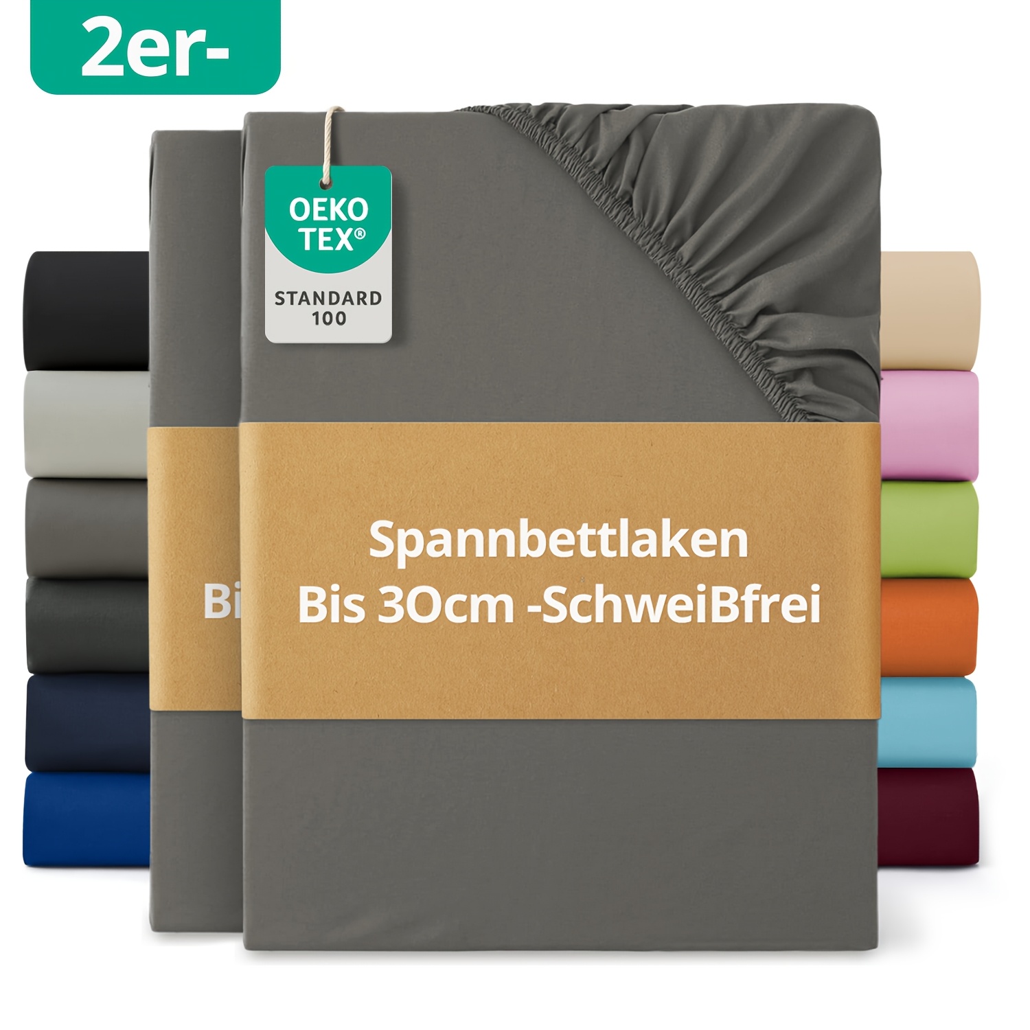 Image of 2pcs Fitted Sheet, Blend Jersey Fitted Sheet With Elastic Corners, Hypoallergenic, Breathable Bed Sheet For Mattresses, Toppers, And Box Spring Beds, Suitable For Bedroom, Dorm And Random Color