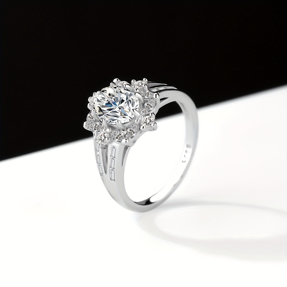 Boho 2ct Oval Moissanite Ring 925 Silver Plated Bridal Band