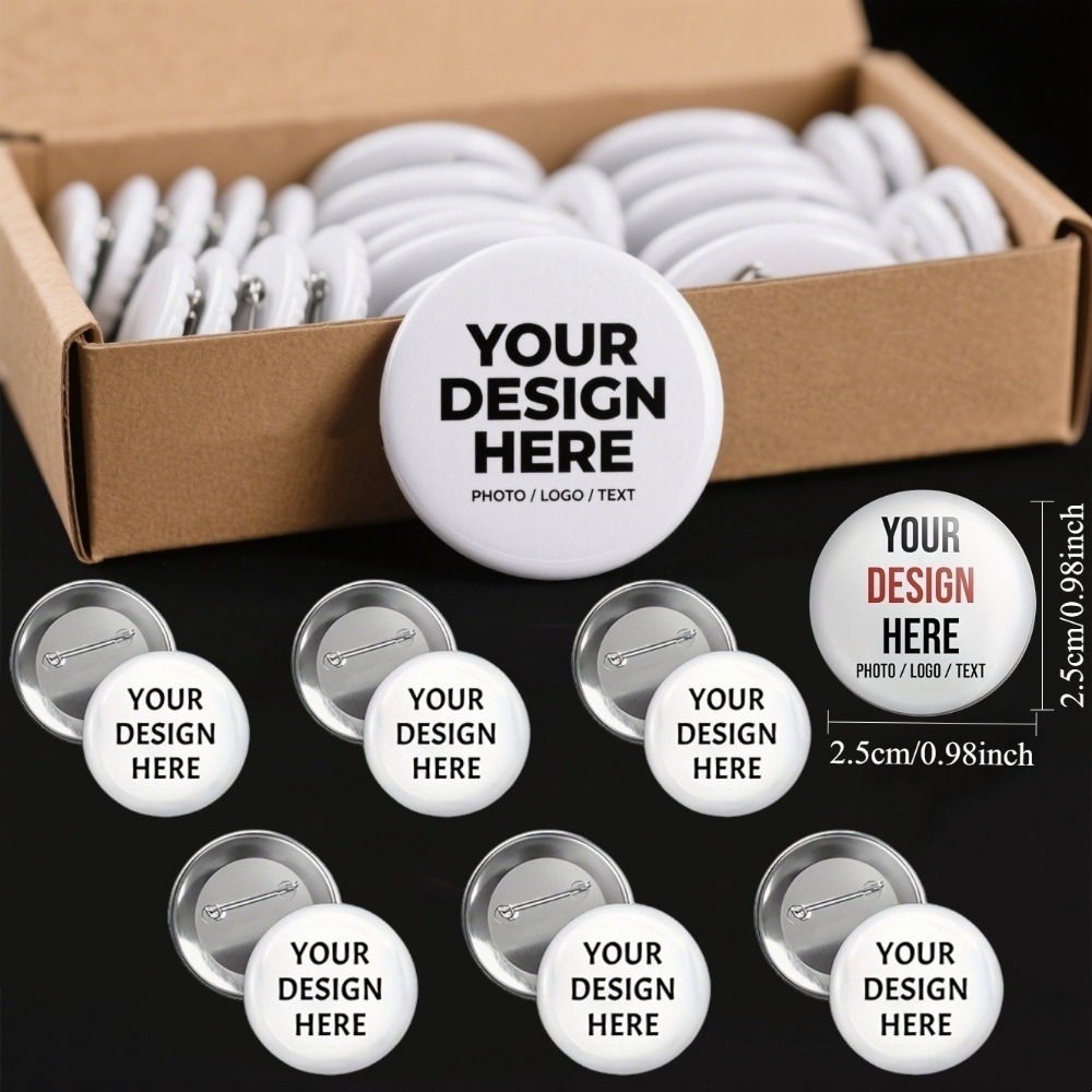 TEMU 40pcs Custom Metal Pins & Buttons - Personalized Design Your Own Button Badge With Photo/logo/text Events, Branding, Crafts - Durable Sew-on