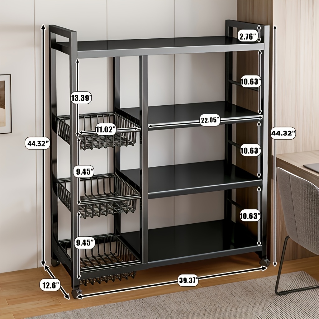 4-tier Rolling Shelf, Kitchen Storage Rack, Kitchen Shelf Organizer, Metal Shelves, Food Service Shelves And Racks, With Wheels, Household Gifts For Relatives , Non-food Contact