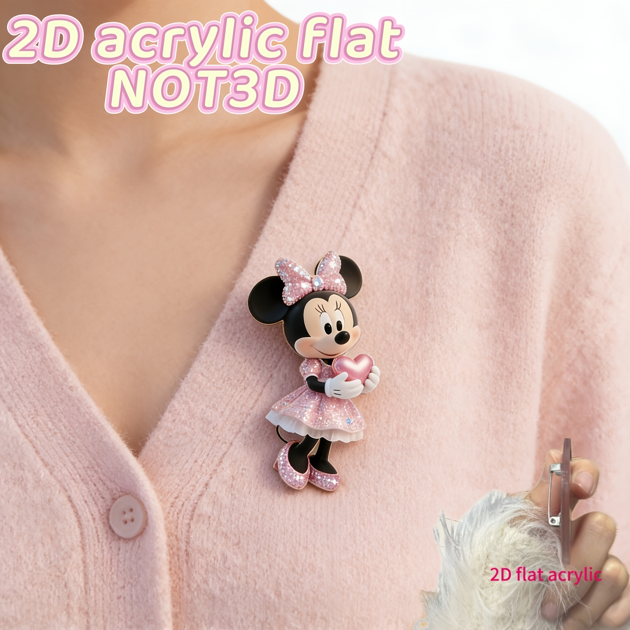 E-shop [2D Flat] [2D Flat] [NICHT 3D] – Acryl Anstecknadel, Herz umarmend Neuheit Anstecknadel | Flache Acryl | Anstecknadel mit Haken für Kleidung