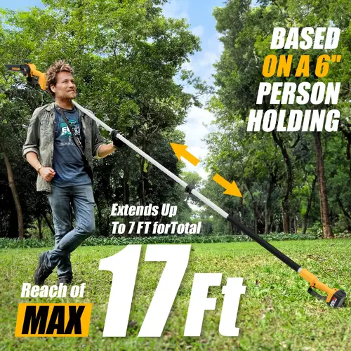 2 in 1 cordless electric chainsaw 8 brushless 20v 4 0ah rechargeable battery telescopic pole extends to 18ft for high branches tree trimming wood cutting gardening ideal valentines day gift for men dad husband