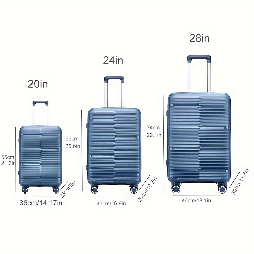 travel luggage 3 piece set with spinner wheels and password lock portable large capacity luggage suitcase perfect travel luggage case set 20in 24in 28in