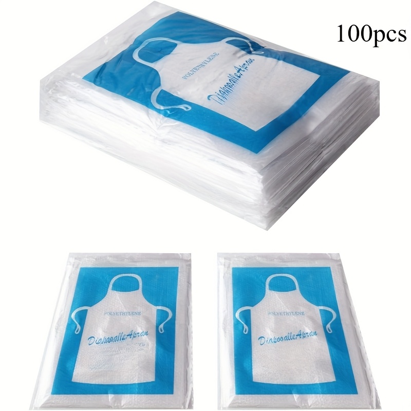 TEMU Klare Einweg-Schürzen aus Kunststoff in Erwachsenengröße, erhältlich in Packungen mit 30 und 100 Stück - Ideal zum Kochen, Malen und für
