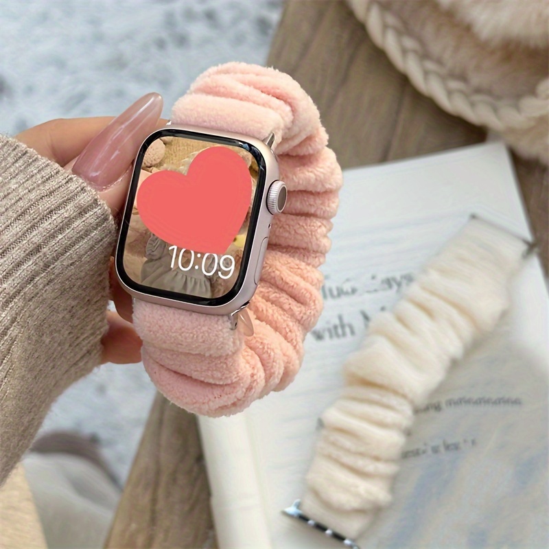 

Cozy Candy-colored Plush For Apple Watch Band - Soft, Non-waterproof Wristband For Iwatch Series 9/8/se/7/6/5/4, Fits (49mm) & More