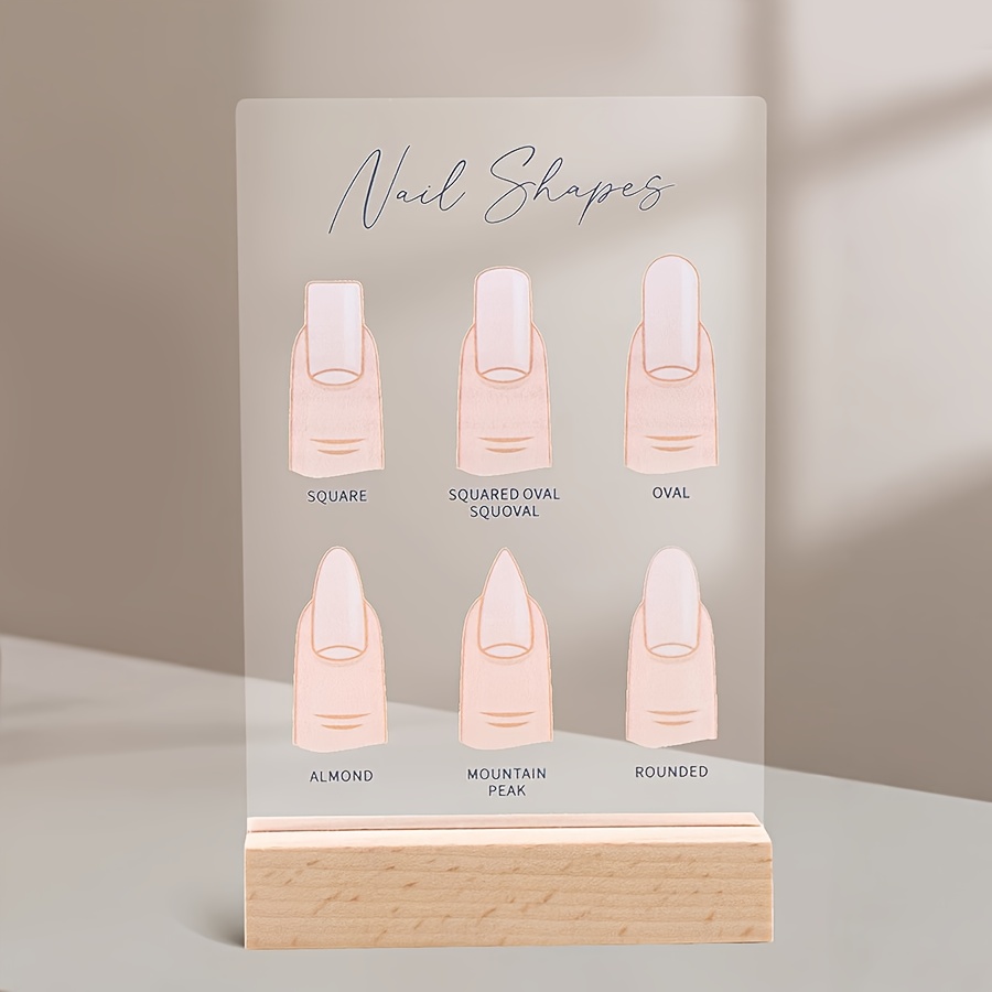 E-shop Acryl Nagelformen Display Board, Statik Kunstwerk Schild für Salon Theken Dekor, Mannequin Finger Tips und Nagelform Identifizierungsleitfaden