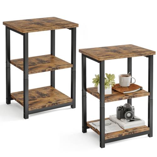 side tier small practical shelf storage rack for living room bedroom office rustic brown and black utility racks
