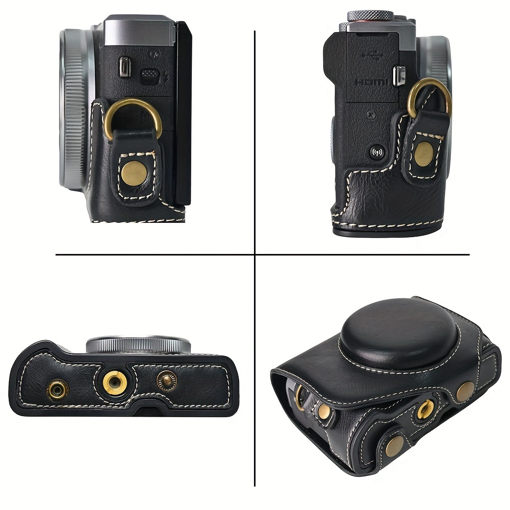  pu leather camera case for g7x g7x ii g7x iii protective camcorder bag with adjustable shoulder strap details 2