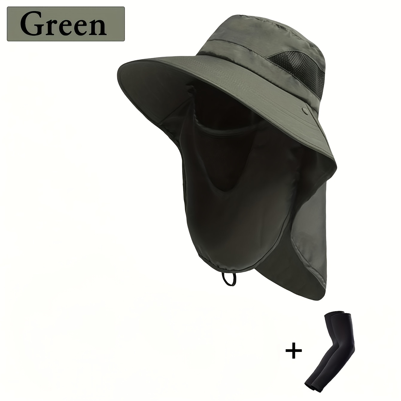 TEMU Outdoor Sun Hat, (hat And Sleeve) Unisex Quick-dry Fisherman Hat, Breathable Mesh With Removable Face Mask, Suitable For Fishing And Various