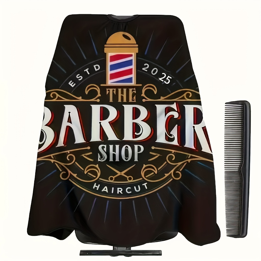 TEMU 2pcs Set (cloth + Comb) A Black Turn-light Advanced Hairdressing Apron, Apron, Cloak, Hairdressing Tools For Salon Only