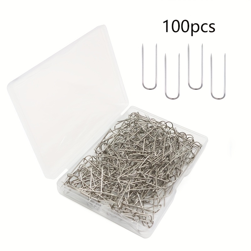 TEMU 50/100pcs U-shaped Pin Fixing Pins U-shaped Sewing Fabric Positioning Pins Home Decoration Card Pins Sewing Fastening Needles