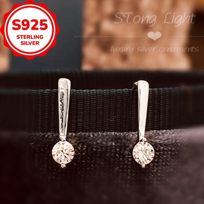 Women's S925 Silver Minimalist Straight Hook Stud Earrings