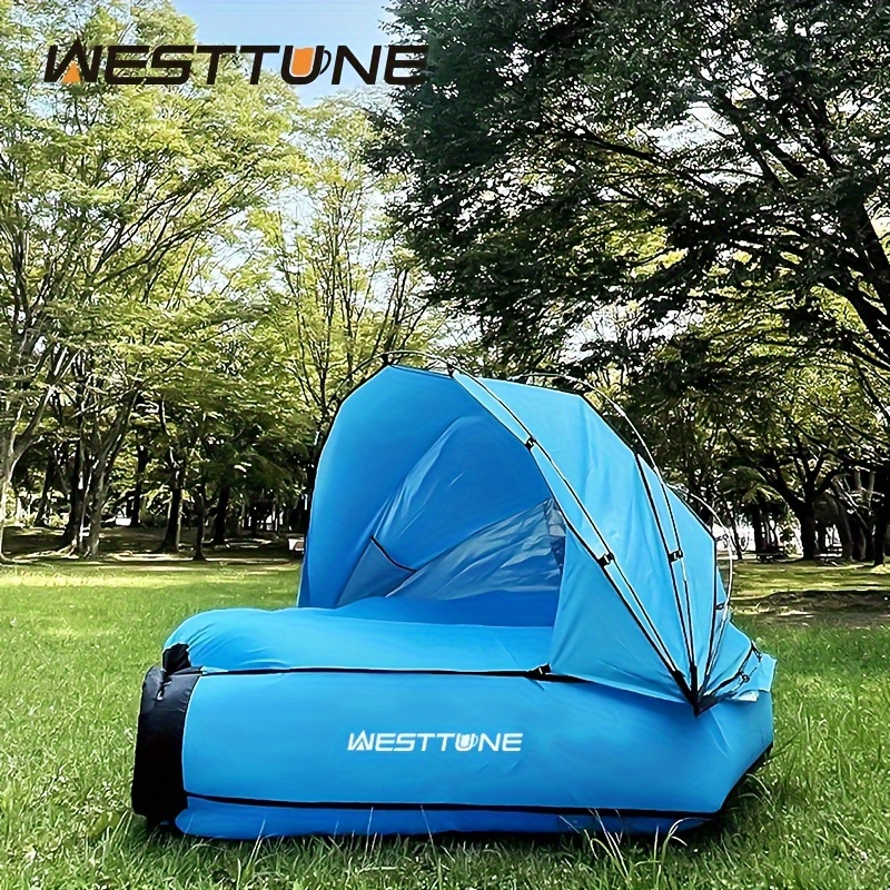 

Westtune 2 Person Inflatable Sofa With Canopy Amphibious Waterproof Outdoor Air Lounger Air Couch For Camping Beach Travelling