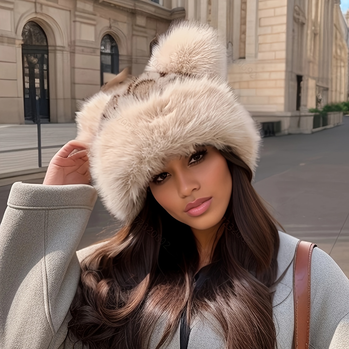 

A Hat, A Women's Fur Hat With Plush That Are Cute And Warm