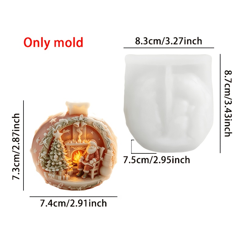 TEMU Moule en silicone souple réutilisable pour bricolage, résine époxy, plâtre et fabrication de bougies - de neige en avec fenêtre et 3 boules de