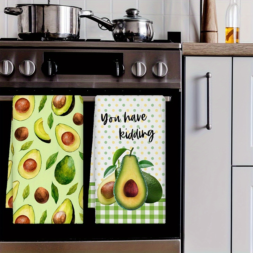 Image of 2pcs Set, Avocado, Kitchen Towels, Hand Towels, Absorbent Quick-dry Dish Towels, Tea Towels, Suitable For Bathroom Kitchen, Bathroom Home Decor, Outdoor Picnics, Size 27.5 X 17.7in