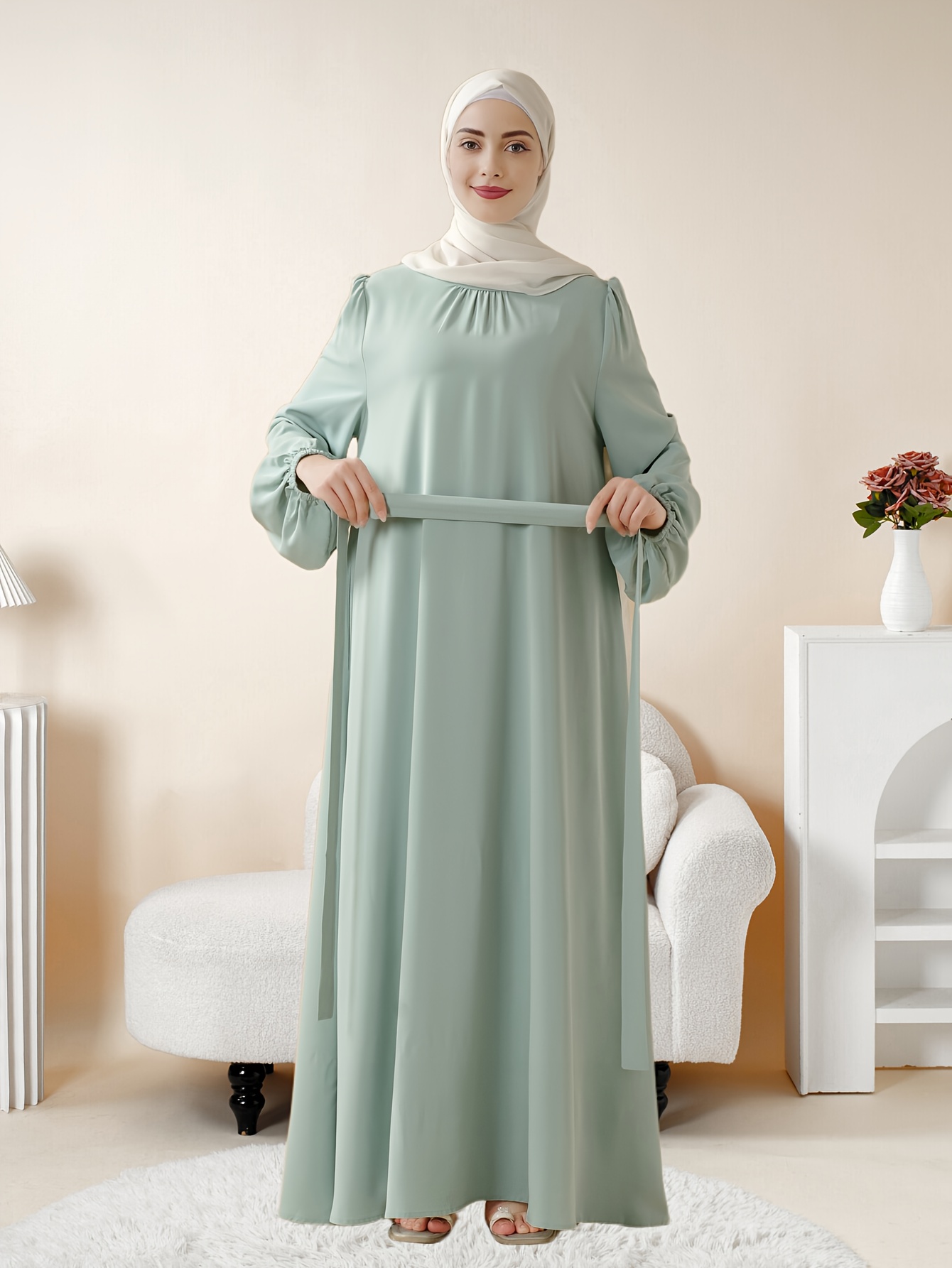 chinese dress ladies Modest Muslim Woman's Swoop Tunic with Pants