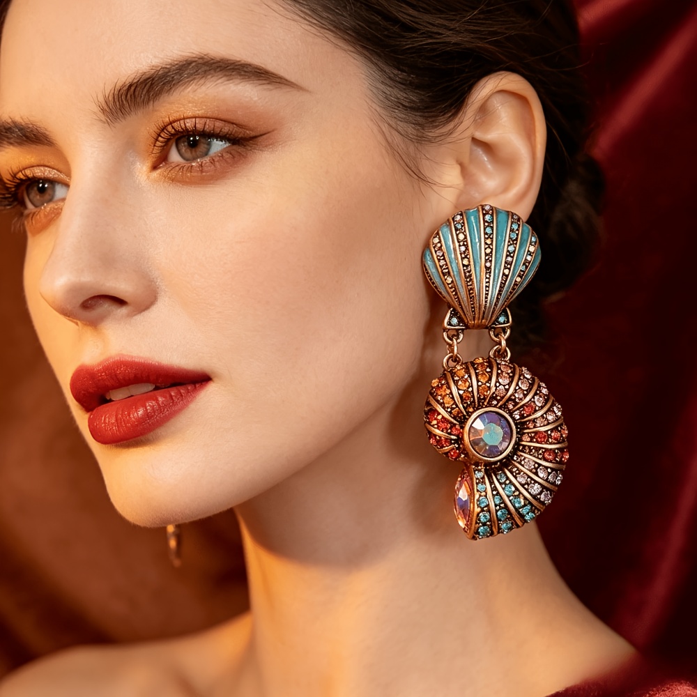 Women's Vintage Marine-Themed Enamel Stud Earrings
