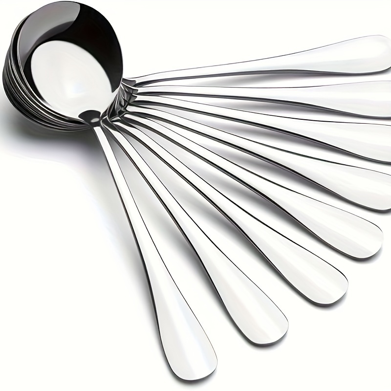 

Soup Spoons, Wholesale Stainless Steel Round Spoons, Set Of 8, 6.89 Inch Soup Spoons, Spoon With Long Handles, Rice Spoon, For Home, Kitchen, Or Restaurant