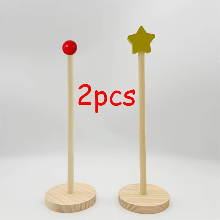 TEMU 2pcs Cute Family Jewelry Decor Storage Rack Set, Wooden Material, Red Sphere And , Suitable For Hair Ties, Hair Clips And Jewelry Storage And