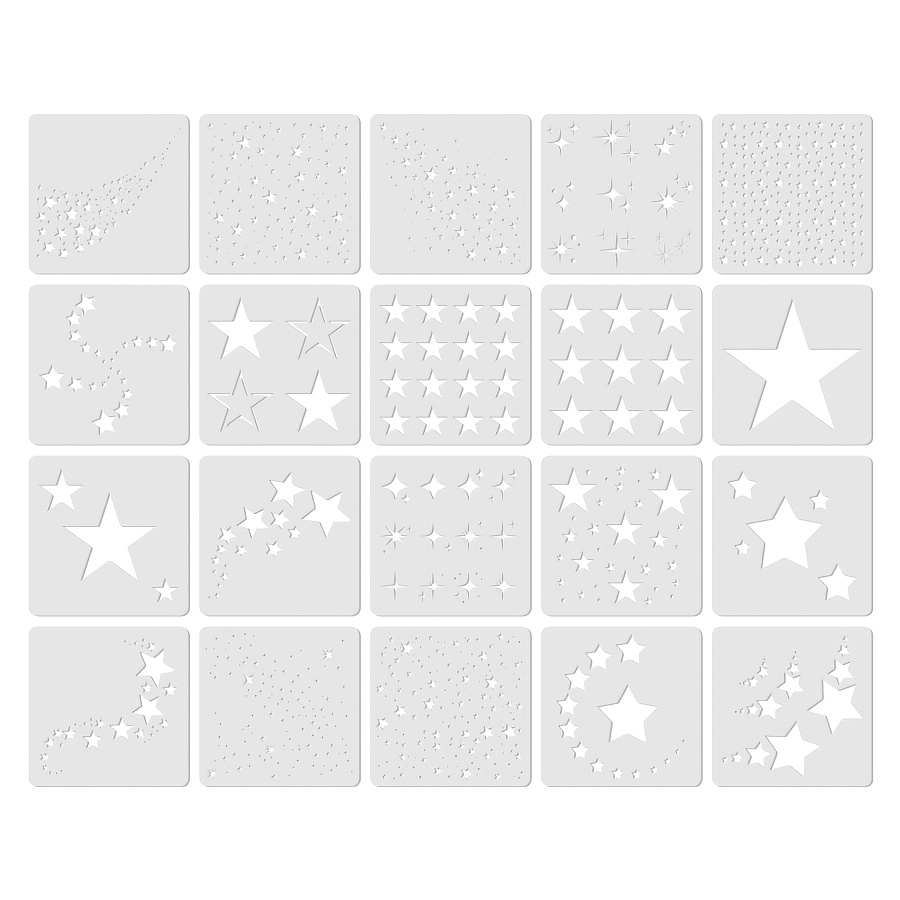 TEMU 20pcs Star Stencils For Painting 5.1x5.1 Inch Reusable Stencil Templates Set For Diy Wall Wood Canvas Art Craft Party Christmas Decoration