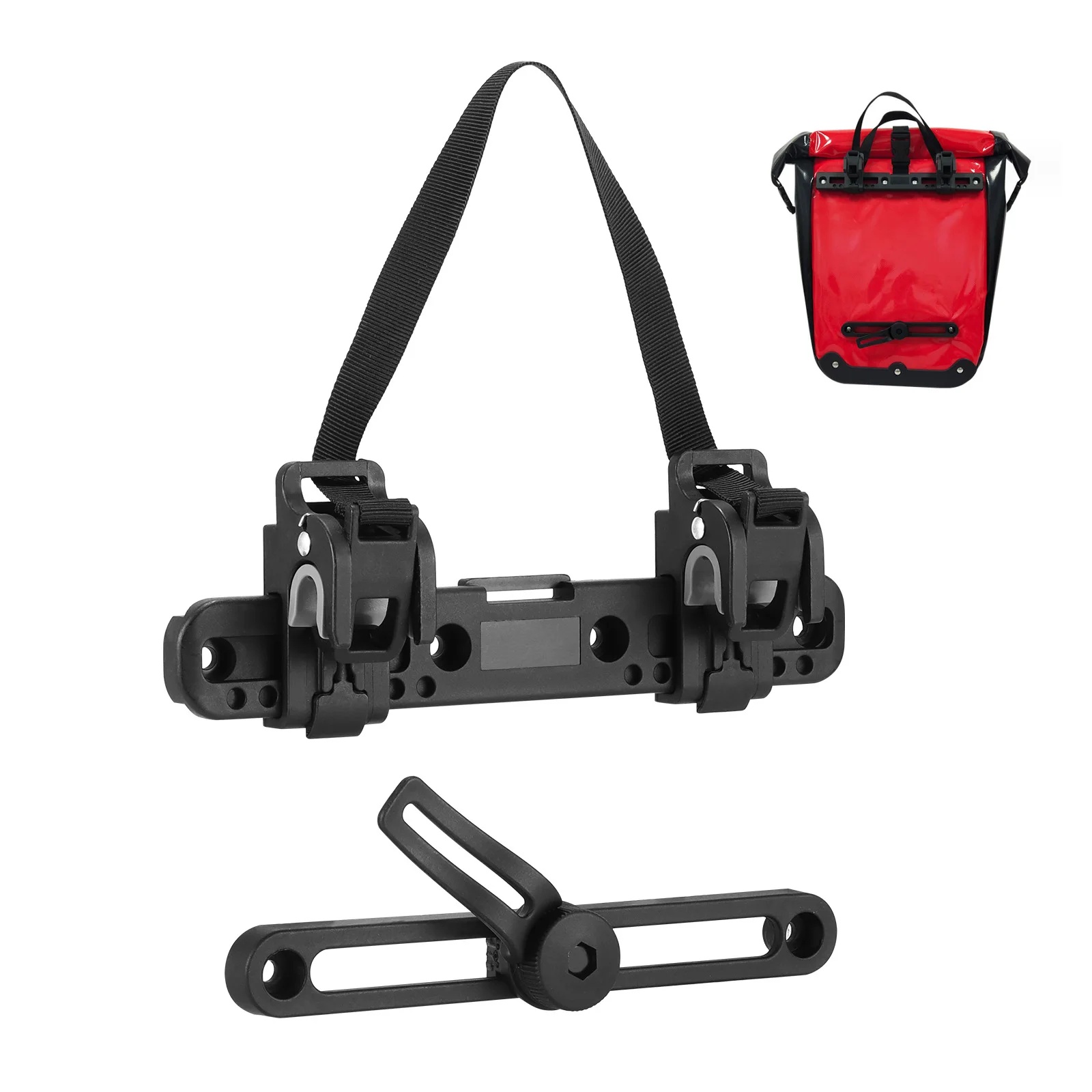 Image of Bicycle Luggage Locking System, Anti-slip Rotating Kit - Weatherproof Nylon Straps For Rear Rack Bags & Handlebar Packs - Mtb/ Road Bike Accessories