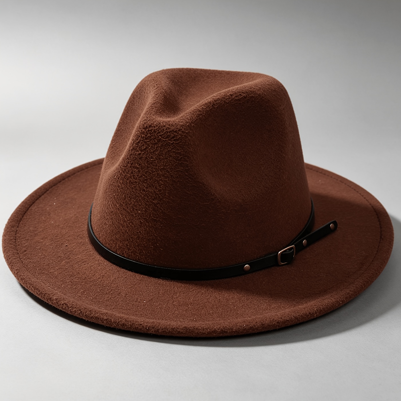 Image of Men's & Women's Elegant Wide-brimmed Felt Fedora Hat With Decorative Band - Flat-brim Suitable For Christmas, Weddings, , Business - Flat-brimmed Formal For Casual & Special Occasions, Felt