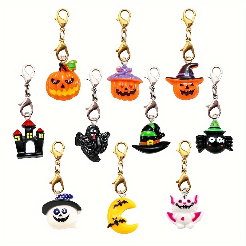 

20pcs Decorations, Including 10, Wizard, Pumpkin, Bat, Spider Design Pendants, 10 Buckles, For Bracelets, Necklaces, Keychains, Bead Pens, Package Decorations, Jewelry Making Accessories, Party Gifts