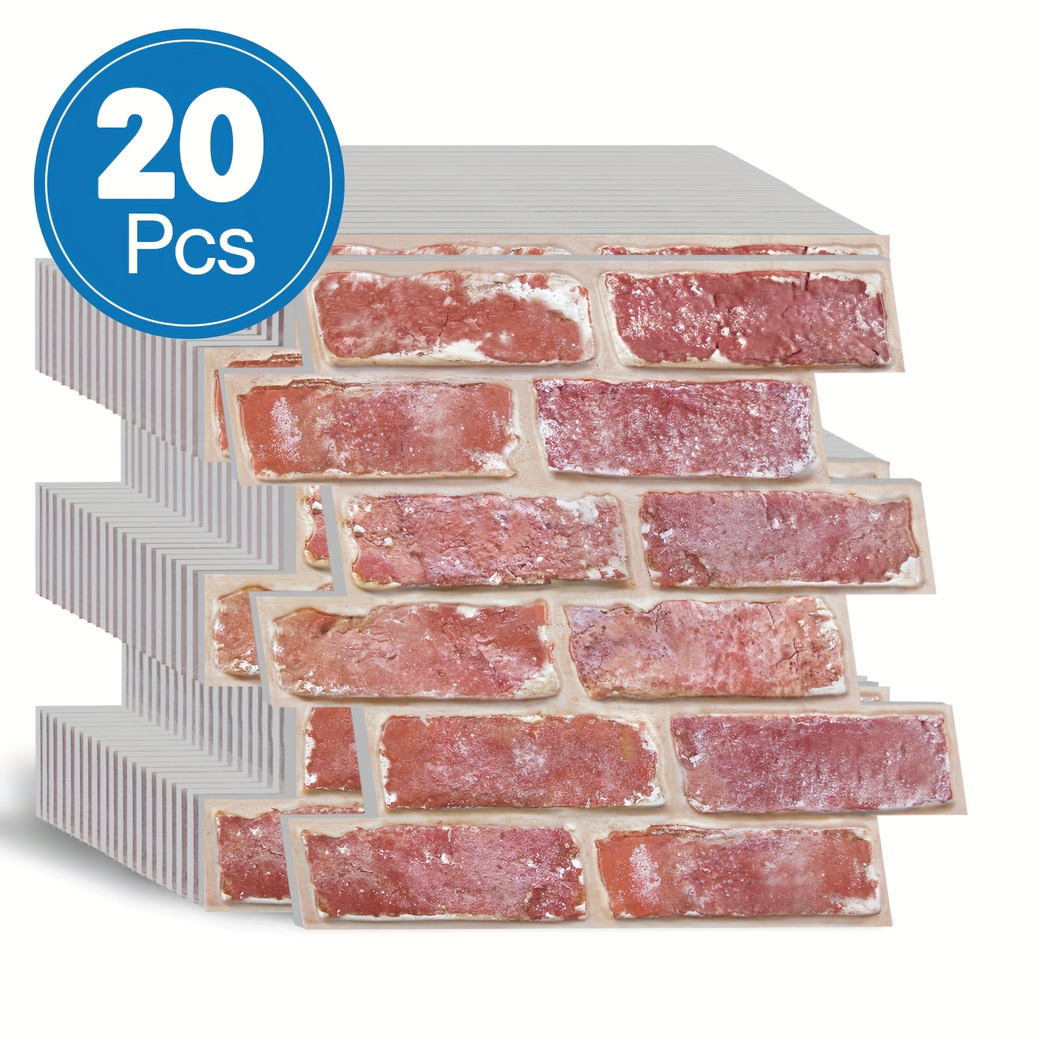 3d Wall Panels Self-adhesive, 20pcs Wall Cladding Self-adhesive Stone Look Red Brick 3d Pvc Wall Panels, 30 X 30 Cm, 3d Wall Panel, Kitchen Backsplash, Living Room Splashback, Interior Wall Decoration