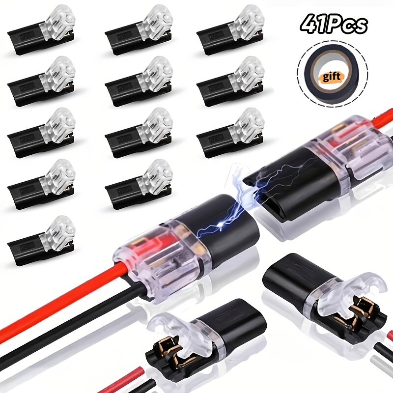 TEMU 41pcs Double-pole Plug Connectors (with 1 Roll Of Tape Included), Used For Quick Connection Of The Light Strips, Wire Connectors