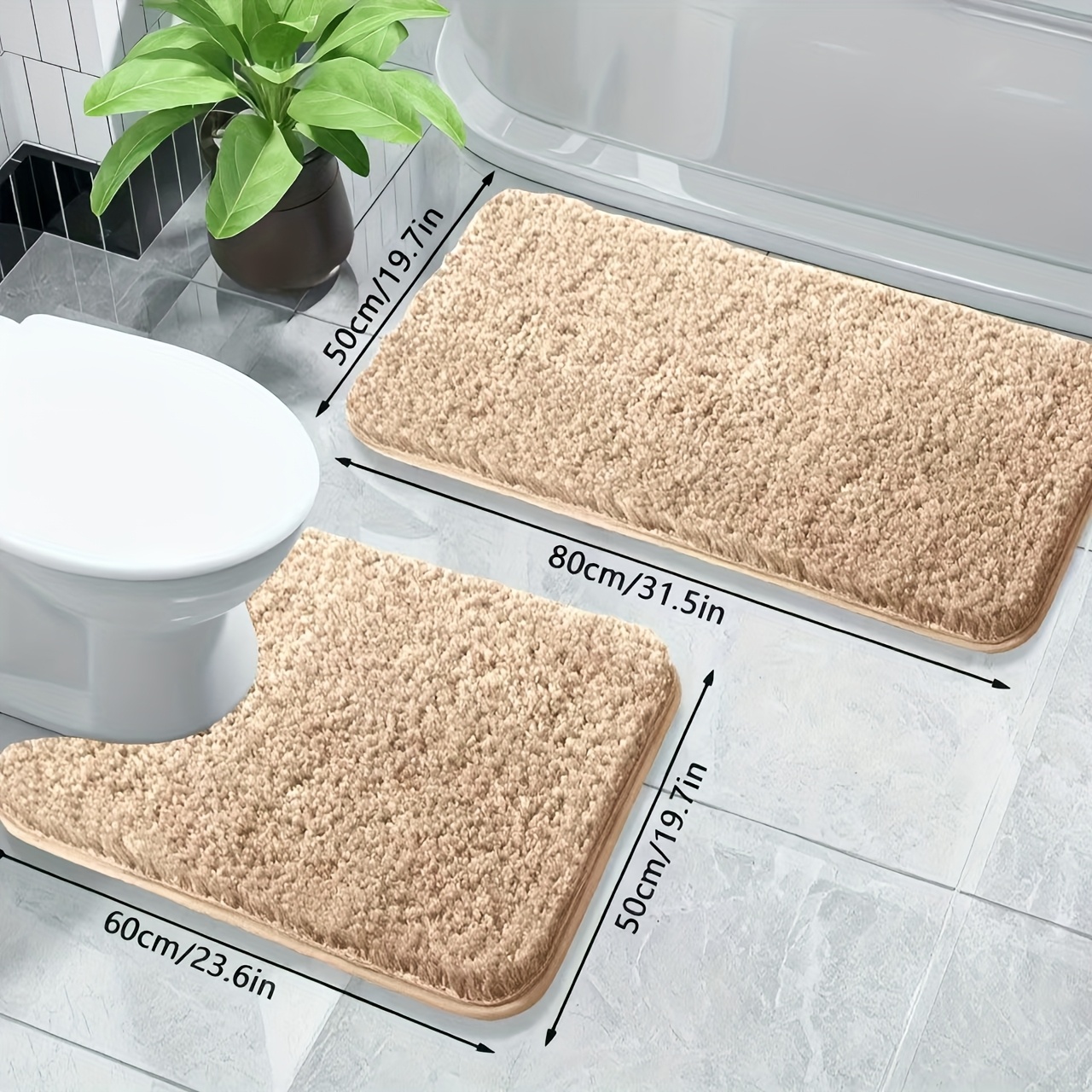 TEMU 2pcs Optional Plush Bathtub Mat, Absorbent Bathroom Mat, Comfortable Carpet, Bath Accessory, Home Decor, Room Decoration, Bathroom Accessory,