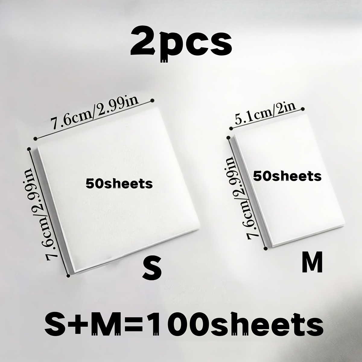 TEMU Set de 100 hojas de notas adhesivas transparentes, con combinaciones de 2 tamaños, escritura , notas autoadhesivas semitransparentes, adecuadas