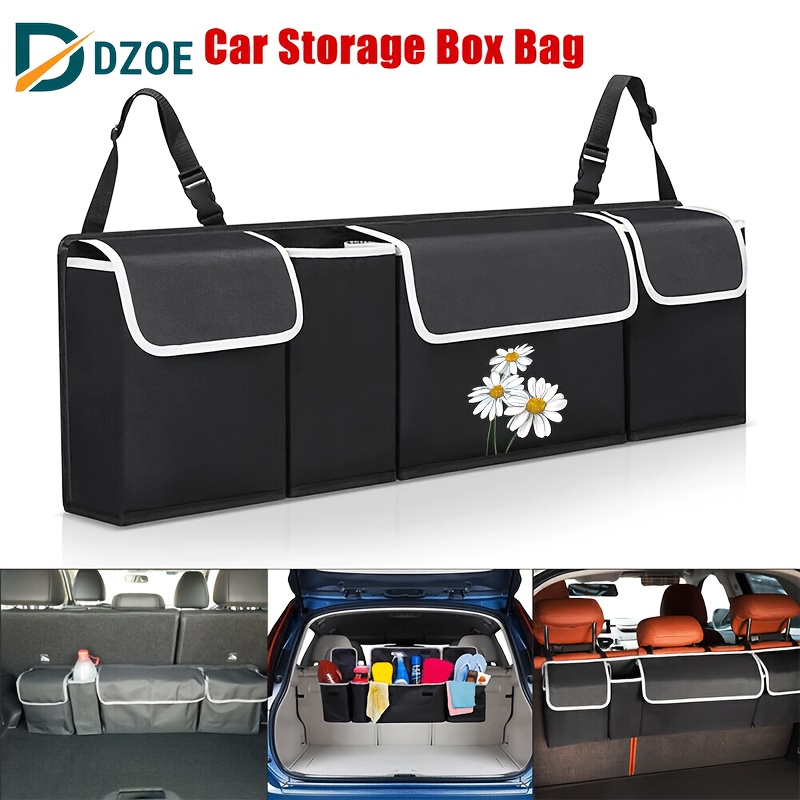 TEMU 1 pz Borsa portaoggetti posteriore per sedile pieghevole auto Oxford con stampa a margherita ad , scatola portaoggetti per , scomparto, scatola