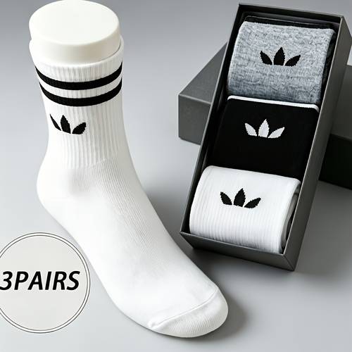 item picture 3 pair womens couples athletic socks suitable for outdoor sports gym casual wear solid color black white gray versatile for sneakers hand washable or dry