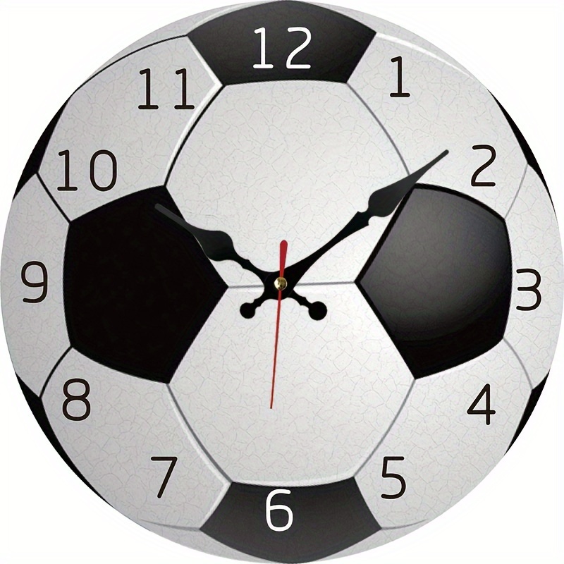 A Silent Non-ticking Round Soccer Wall Clock For Bedroom, Living Room, Study And School Decor