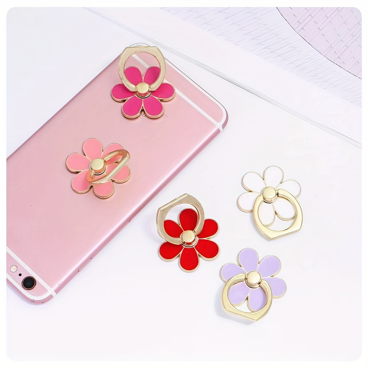 

Floral Petal Phone Ring Holder - Stainless Steel Ring Grip Stand For Mobile Devices, Anti-drop Finger Ring Mount For Back Of Phone Cases