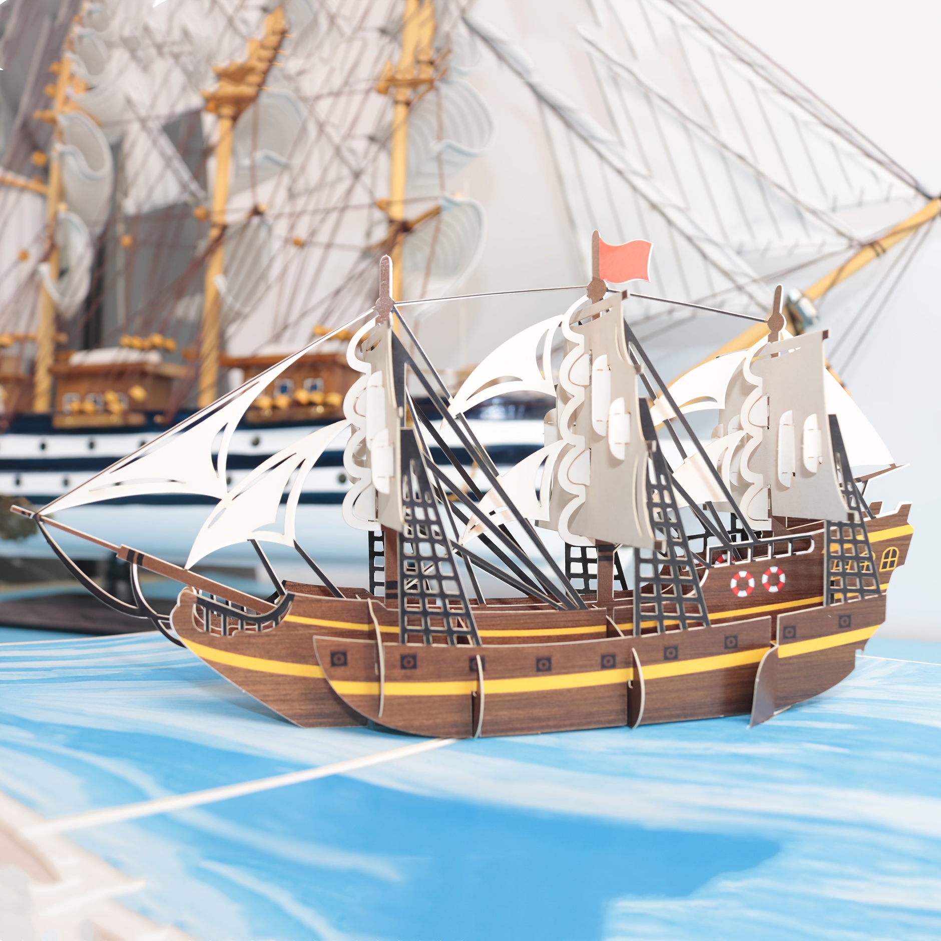 TEMU 1pc Sailboat Pop Up Card 3d Ship Ocean Happy Birthday Father's Day Retirement Friendship Unique Gifts For Dad Husband Grandfather Men Coworker, Party Invitation Card