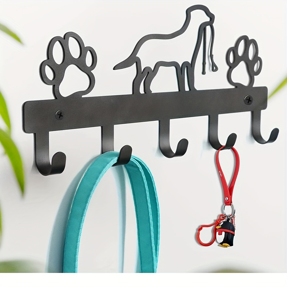 

1pc Iron Art Metal Paw Pet Dog Hanger 5 Hooks Coat Key Lead Leash Wall Rack Holder Organizer, Towel Rack, Organizer, Storage Rack