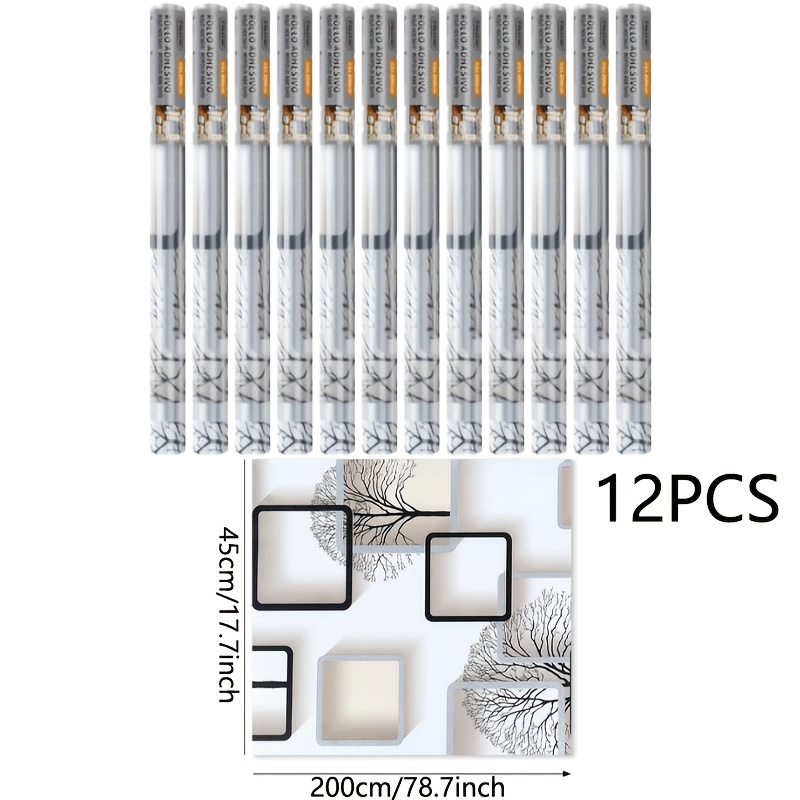 Image of A Set Of 12 Self-adhesive Wallpapers Measuring 45×200cm (17.7inx78.7in), Featuring A Waterproof Design And 3d , Perfect For Modern Minimalist Decor. , Suitable For Living Rooms, Studies, And